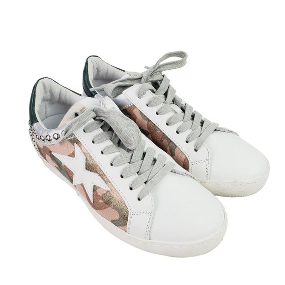 Meline, Camo Rivets All Leather Lace-up Sneaker, Sz 6M - Picture 2 of 8